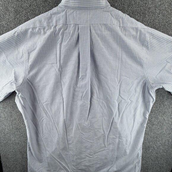 Brooks Brothers Short Sleeve Button-Down Non-Iron 16.5 Check Slim Cotton Blue - Picture 10 of 10